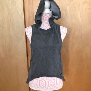 Tops - Sleeveless Sweatshirt with Hoodie Tops - Sleeveless Sweatshirt with Hoodie